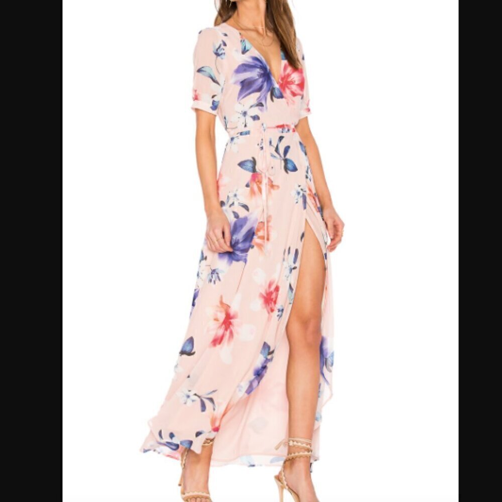 Yumi Kim J'Adore Floral‎ Maxi Wrap Dress in Pink sz S